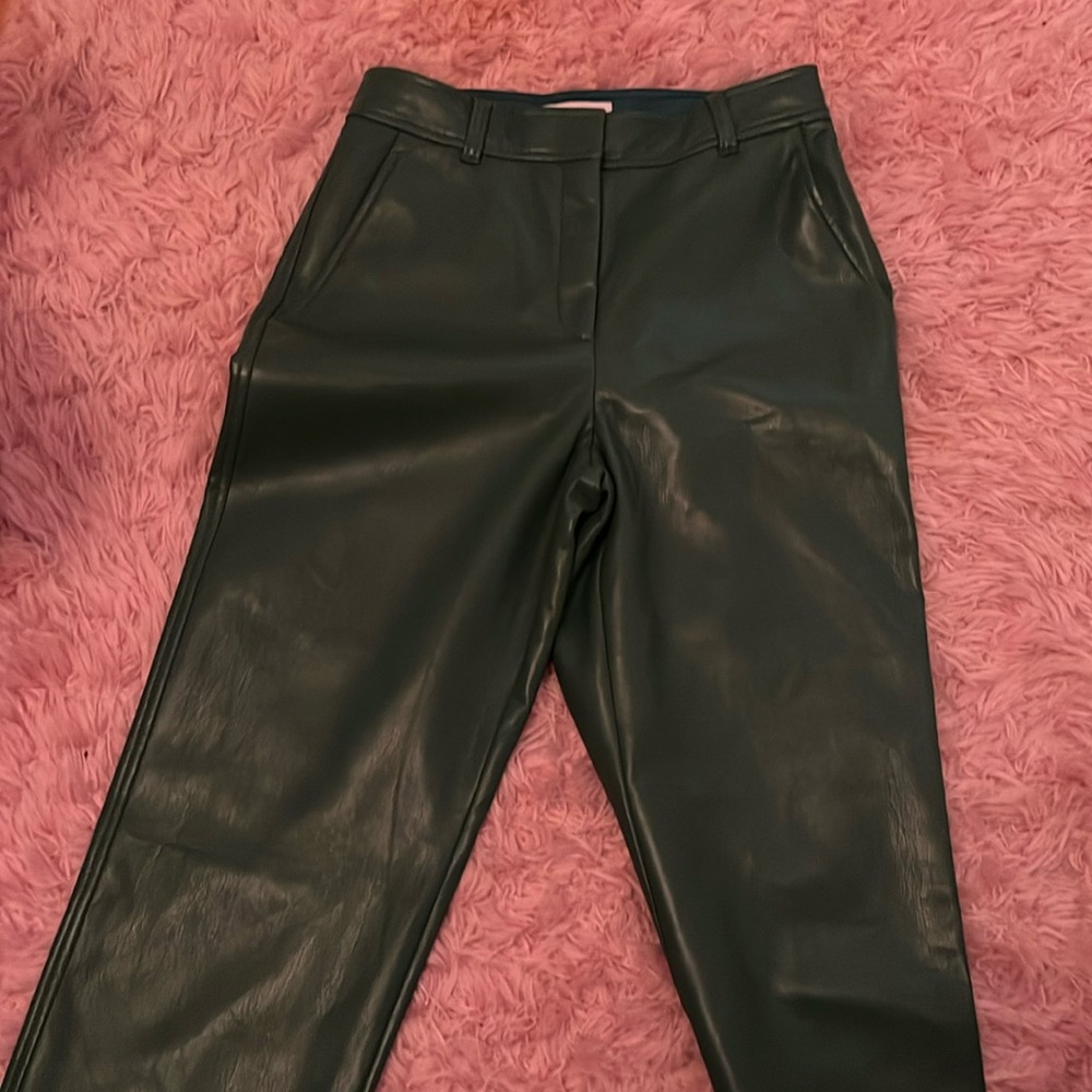 Babaton (aritzia) green command leather pants